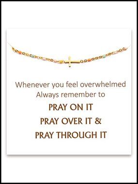 18K Gold Plated Cross Bracelet Christian Gift Prayer Card Adjustable 6-8"